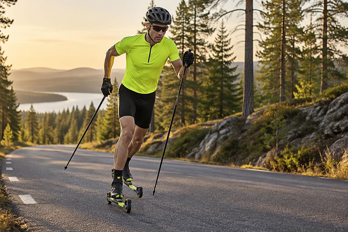 Rullskidåkare under barmarksträning